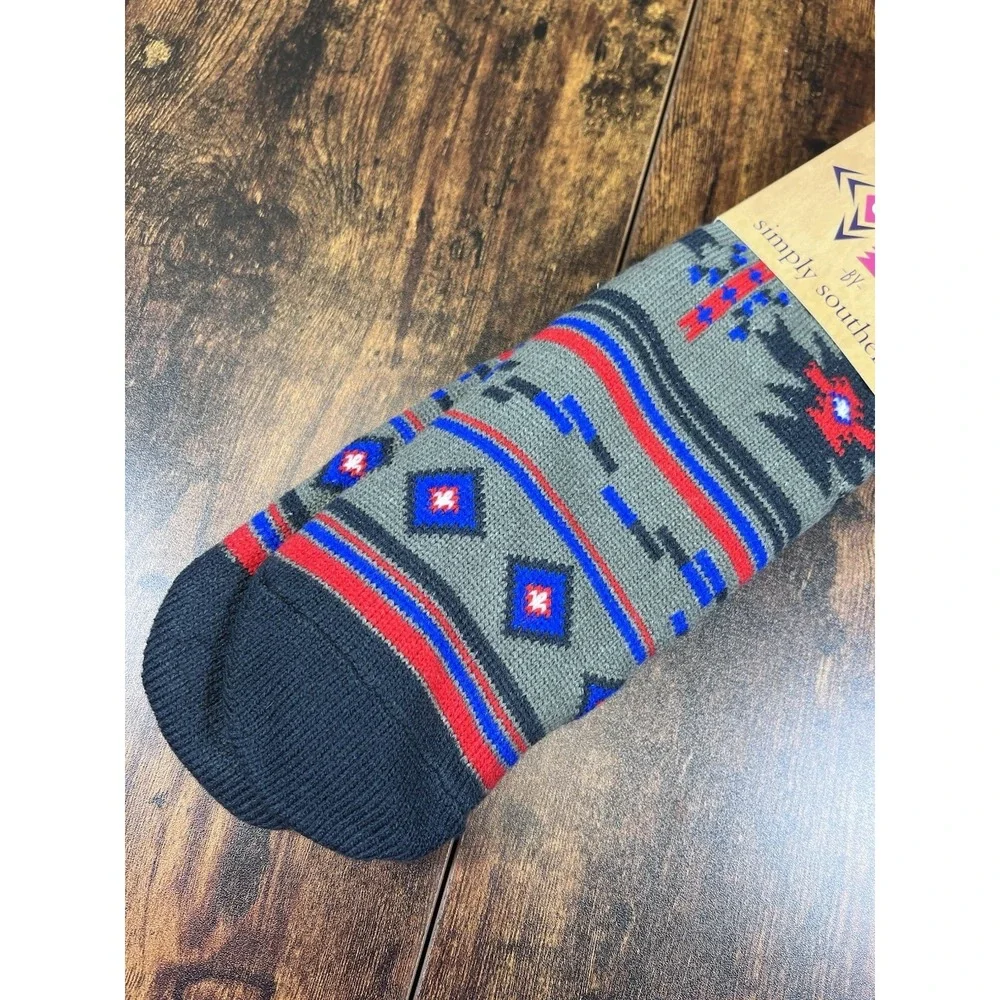 Camper Socks by Simply Southern Knit‎ Sherpa Lined One Size Fits Most Pink Gray